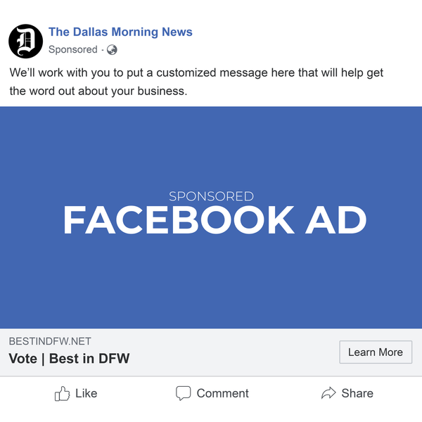 Sponsored Facebook post and boost